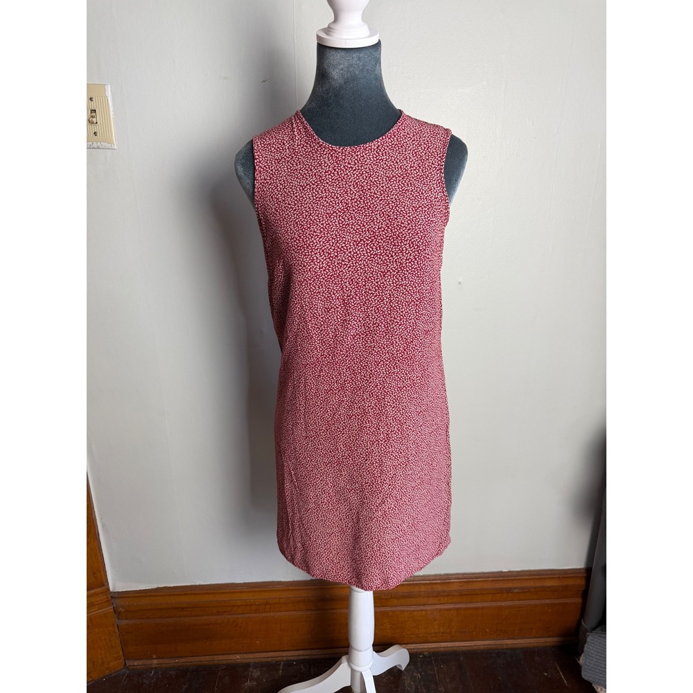 Limited America Vintage 90s Red Ditsy Floral Rayon Shift Mini Dress Small USA‎